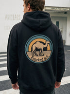 Mens Knocked Out Hoodie - Retro Circular Badge Graphic