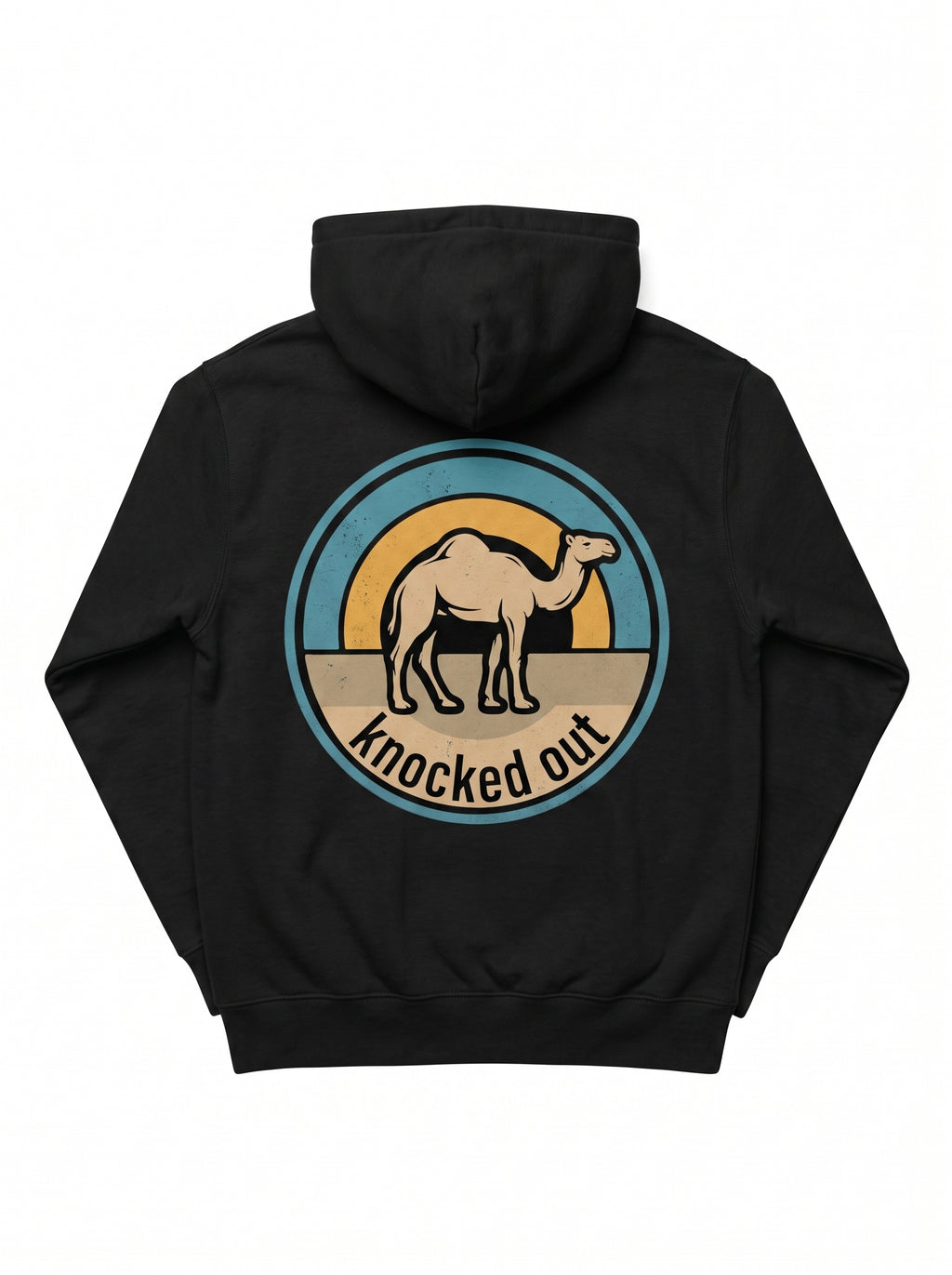 Mens Knocked Out Hoodie - Retro Circular Badge Graphic