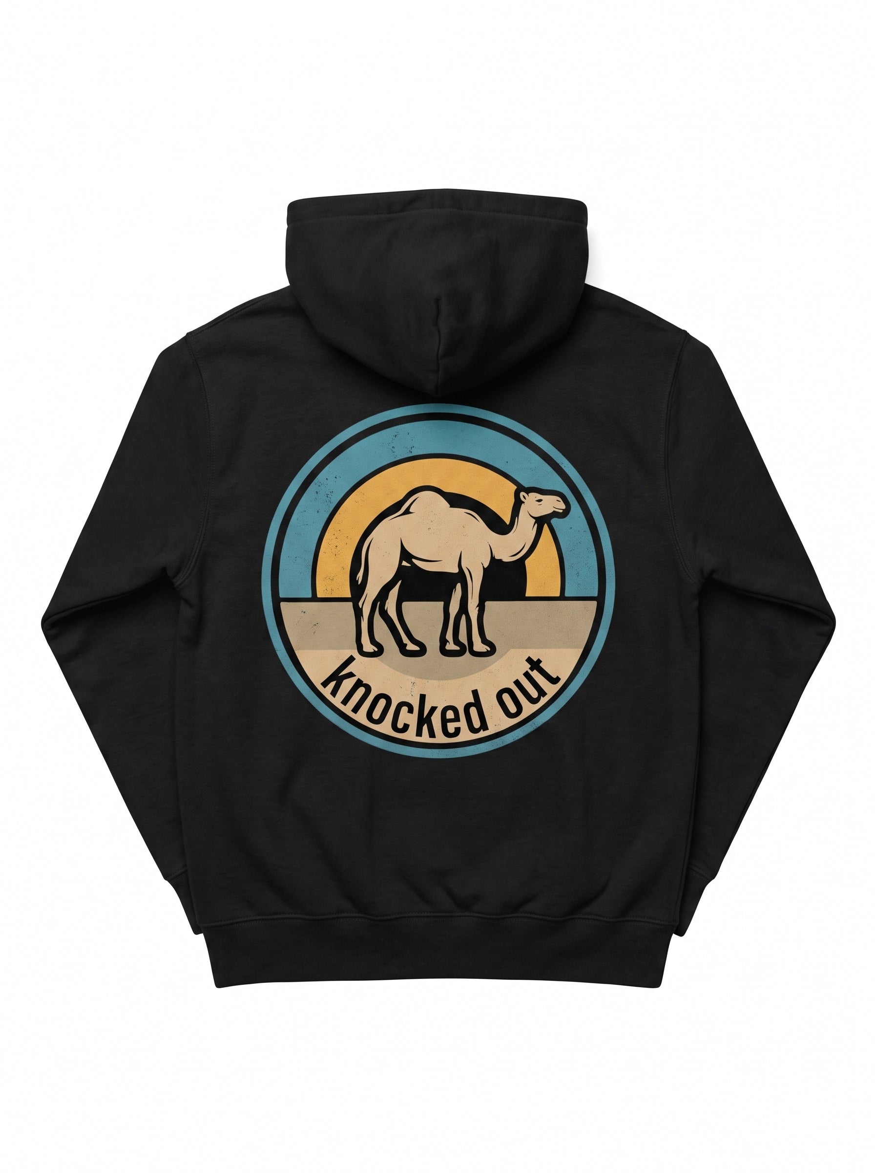 Mens Knocked Out Hoodie - Retro Circular Badge Graphic