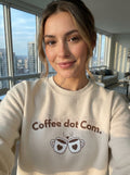 Women's Coffee Dot Com Graphic Crewneck - Oversized Pullover Sweatshirt
