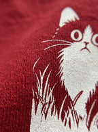 Minimalist Curious Cat Crewneck Sweatshirt - Unisex - Oversized fit - fleece interior