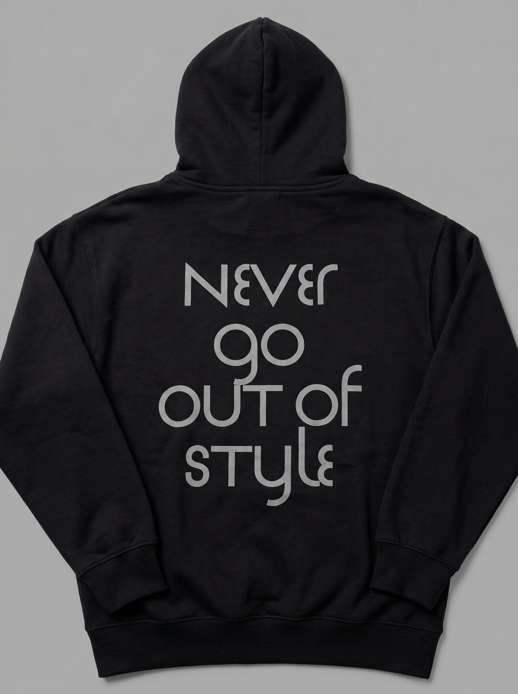 Men's Oversized Black Graphic Hoodie - "Never Go Out of Style" Pullover