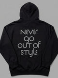 Men's Oversized Black Graphic Hoodie - "Never Go Out of Style" Pullover