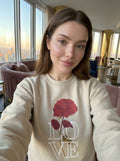 Women's Love Rose Graphic Sweatshirt | Retro Oversized Pullover