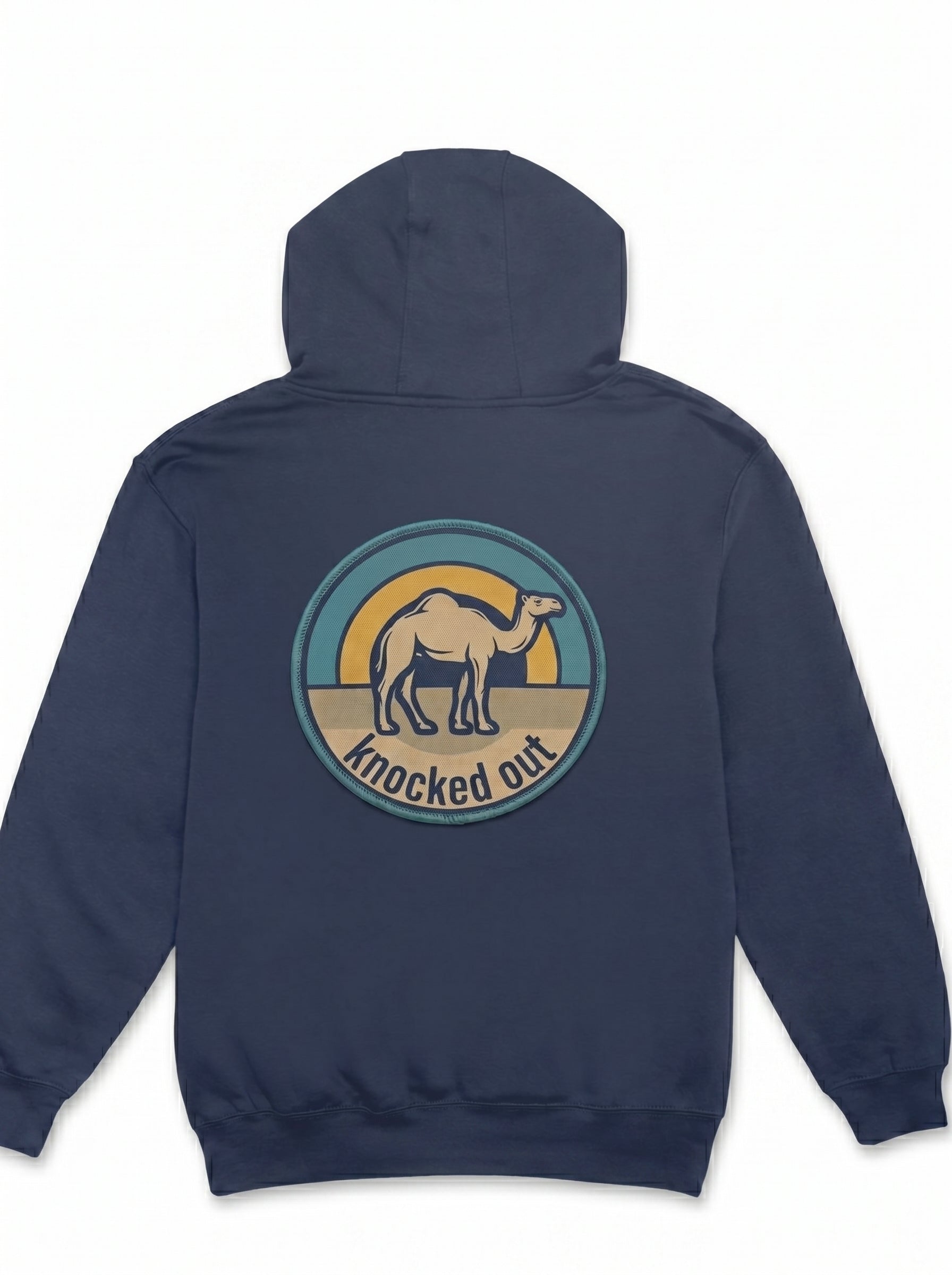 Mens Knocked Out Hoodie - Retro Circular Badge Graphic