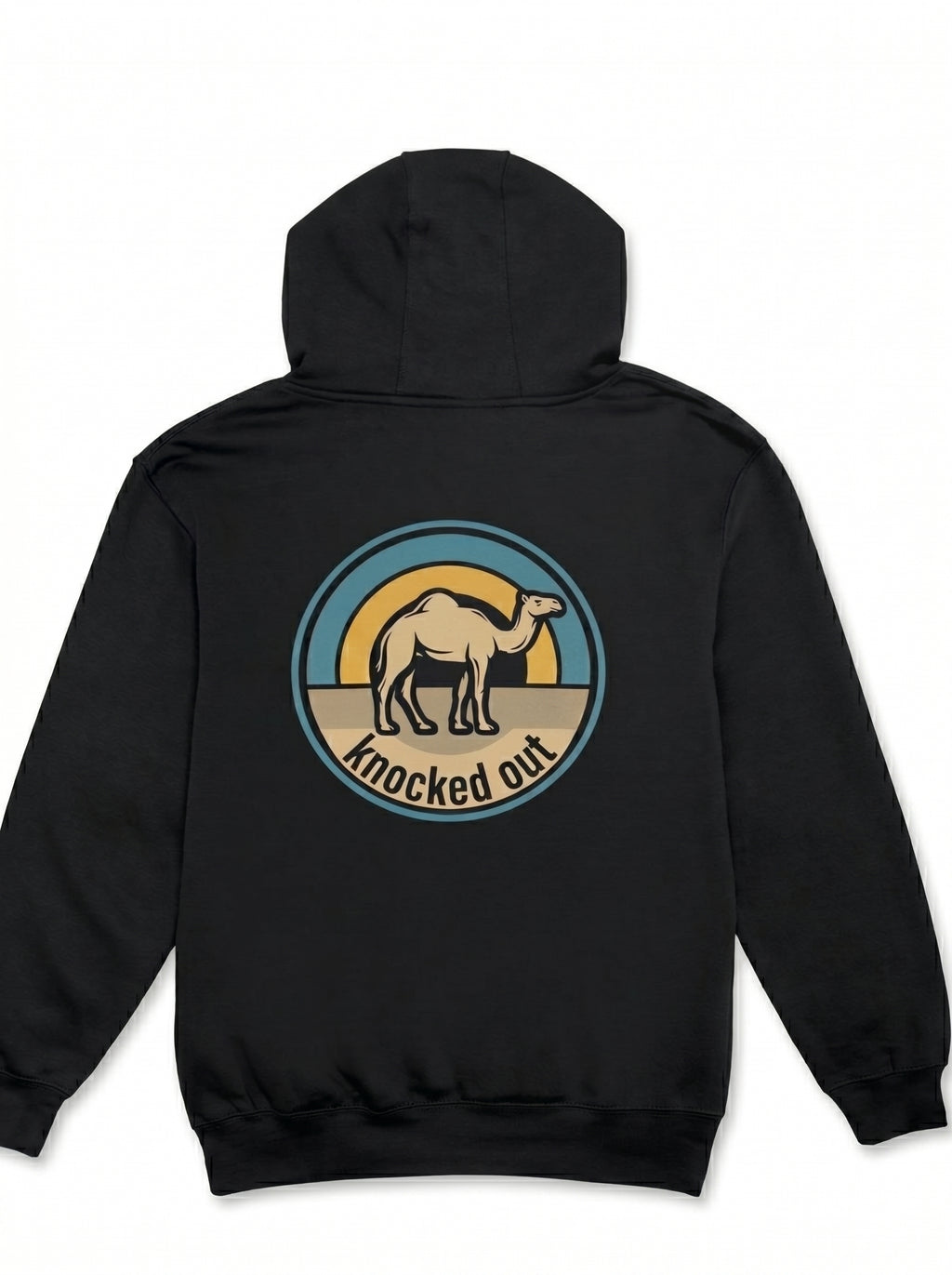 Mens Knocked Out Hoodie - Retro Circular Badge Graphic