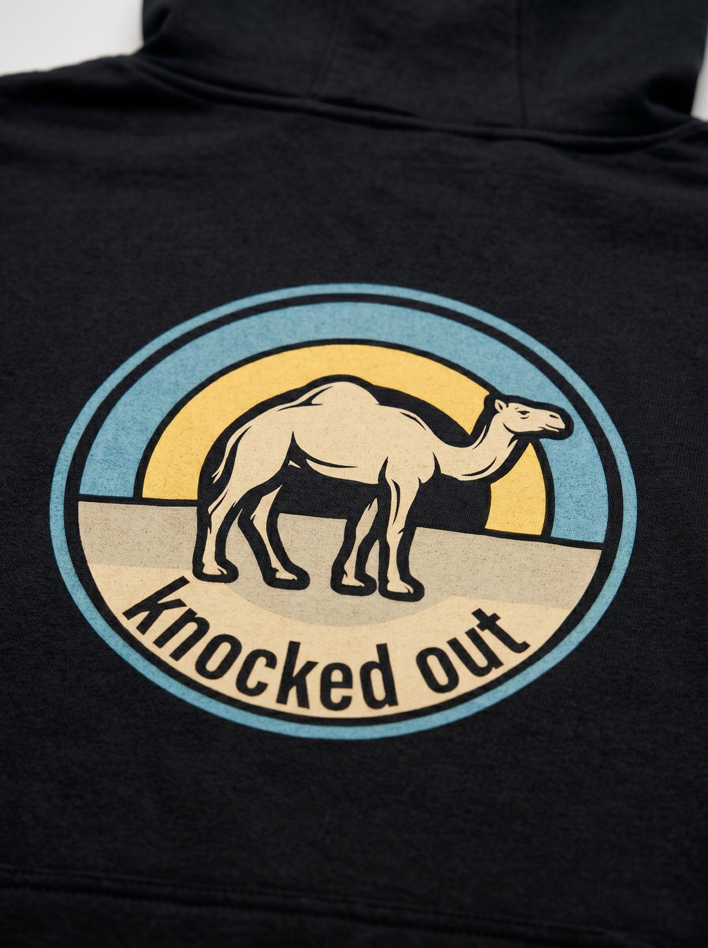 Mens Knocked Out Hoodie - Retro Circular Badge Graphic