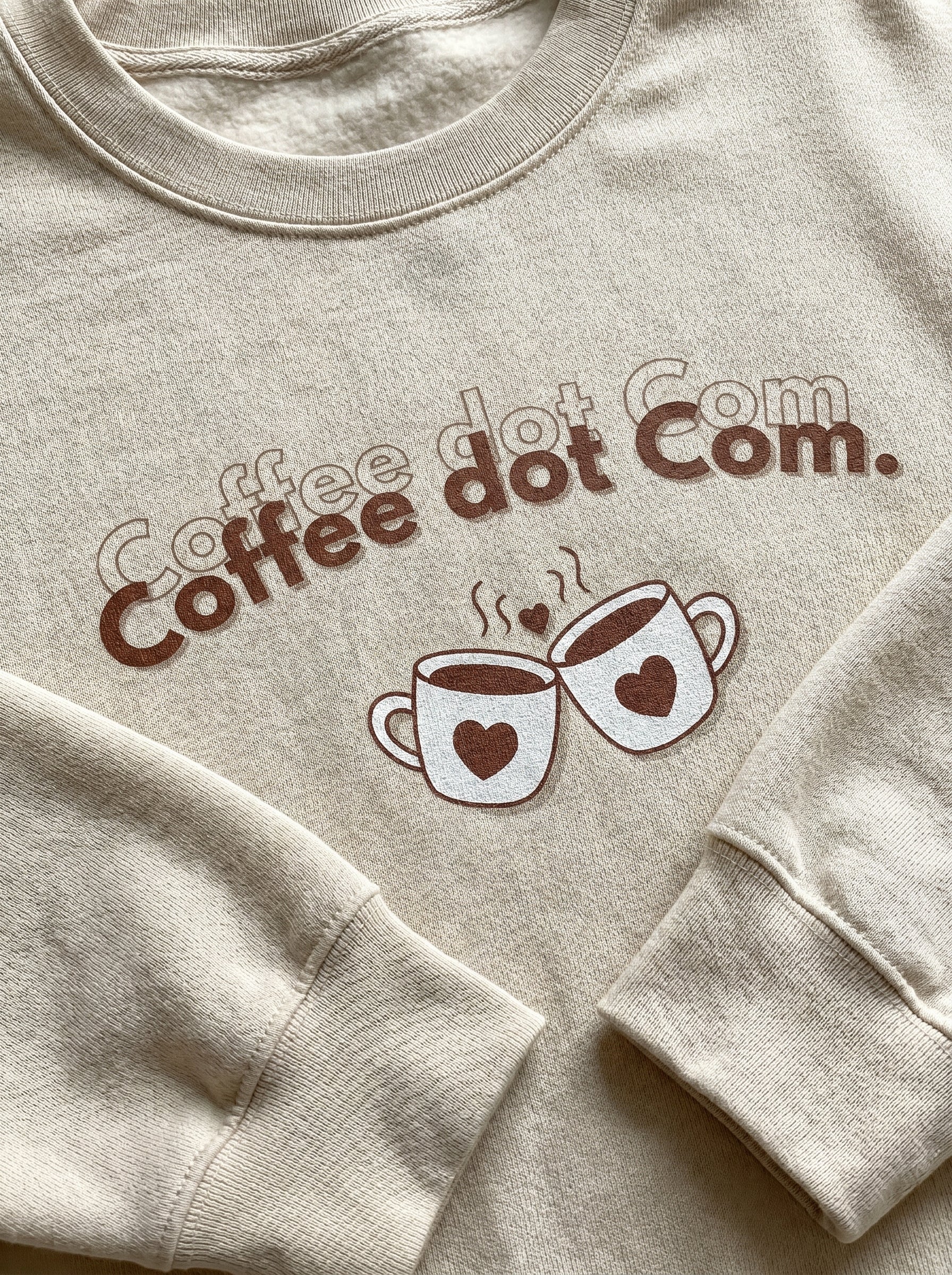 Women's Coffee Dot Com Graphic Crewneck - Oversized Pullover Sweatshirt