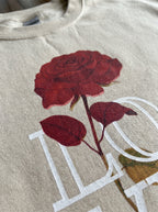 Retro Romantic Rose Crewneck Sweatshirt for Women - Oversized Fit - Fleece Interior